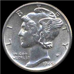 1945 Mercury Dime Gem MS65 (COI-8414)