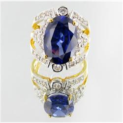 58ctw Lab Dia/Sapphire 22k Gold Vermeil Ring (JEW-2370)