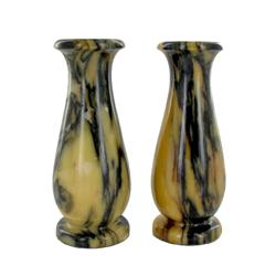 Rare Yellow Thai Jade Vase Pair (DEC-427)