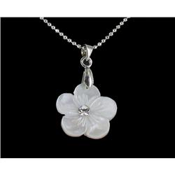 18k WG Plated Mother of Pearl Plumeria Necklace (JEW-1964)