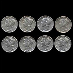 1939P Mercury Dimes AU Lot of 8 (COI-8428)