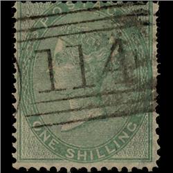 1856 RARE GB 1s Green Used Stamp (STM-1416)