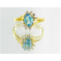 11ctw Lab Dia/Sapphire 22k Gold Vermeil Ring (JEW-2381)