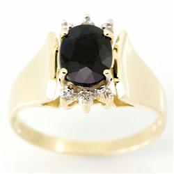 1.72ct Natrl Black Sapphire Diamond 9k Gold Ring (JEW-9430X)