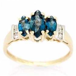 1.54ct London Bl Topaz Diamond 9k Gold Ring (JEW-9444X)