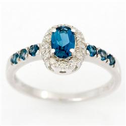 1.4ct London Bl Topaz 12 Diamond 9k Wht Gold Ring (JEW-9367X)