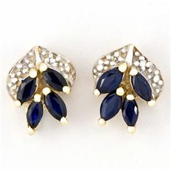 .84ct Bl Sapphire Diamond 9k Gold Earrings (JEW-9231X)