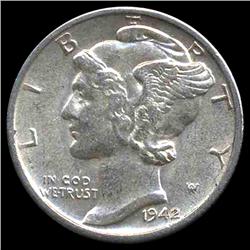 1942D/D Mercury Dime Choice AU ERROR (COI-8397)
