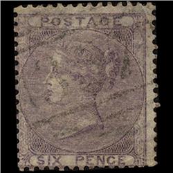 1856 RARE GB 6p Lilac Used Stamp  (STM-1290)