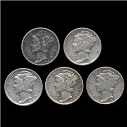 1935 Mercury Dimes Hi Grade Lot of 5 (COI-8453)