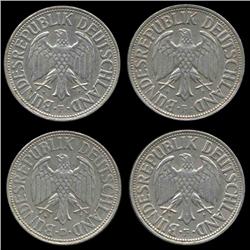 1966D/F Germany 1 Mark Hi Grade Scarce 4 Pcs (COI-8170)