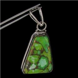 76ctw Green Copper Turquoise Silver Pendant (JEW-2454)