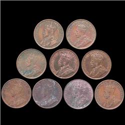 1911-1920 Canada 1c Higher Grade 9 Pcs (COI-8276)