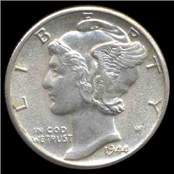 1944D Mercury Dime Choice MS64 FB (COI-8409)