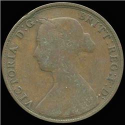 1861 British Victoria Halfpenny Circulated (COI-7239)