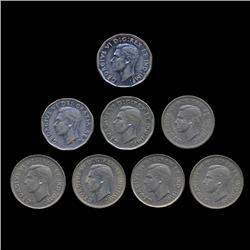 1930s/50s Canada 5c Lot of 8 XF/AU (COI-7951)