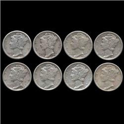 1934P Mercury Dimes AU/XF Lot of 8 (COI-8459)