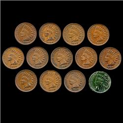 1890 Indian Cent Lot of 13 Hi Grade (COI-7504)