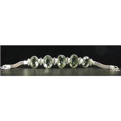 147ctw Green Amethyst Silver Bracelet Appr $14k (JEW-2253)