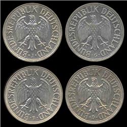 1969D/G/F/J Germany 1 Mark Hi Grade Scarce 4 Pcs (COI-8175)
