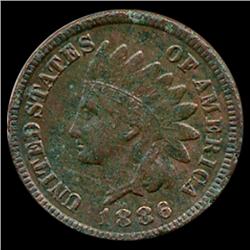 1886 T1 Indian Cent Hi Grade AU+ Details (COI-7491)