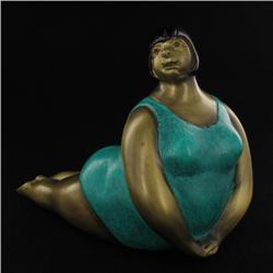 Brass Yoga Woman Statue on Stomach (CLB-540)