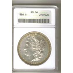 1886 MORGAN SILVER DOLLAR ANACS "MS-66 "