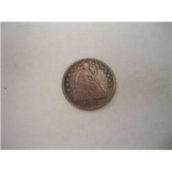 1857 Liberty Seated Half Dime, stars on obverse, VF