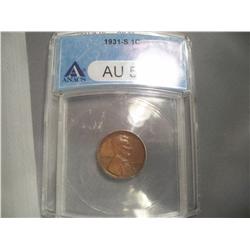 1931-S Lincoln Wheat Cent ANACS AU-53