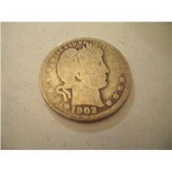 1902 Silver Barber Quarter