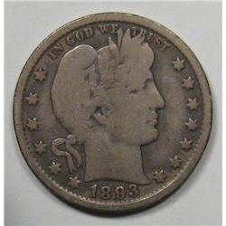 1893-O Silver Barber Quarter