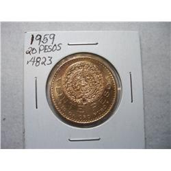 1952 Gold Mexican 20 Pesos