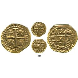 Cuzco, Peru, cob 2 escudos, 1698M, "Lima style" planchet.