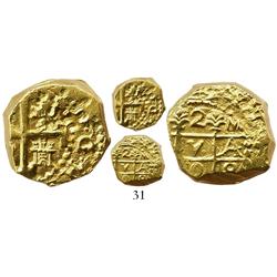 Cuzco, Peru, cob 2 escudos, 1698M, "Bogota style" planchet, from the 1715 Fleet.