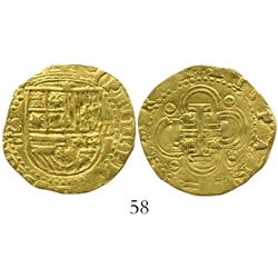 Seville, Spain, cob 2 escudos, Philip II, assayer Gothic D.