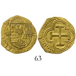 Seville, Spain, cob 1 escudo, Philip II, assayer Gothic D.