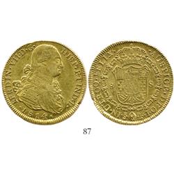 Santiago, Chile, bust 8 escudos, Ferdinand VII (bust of Charles IV), 1814FJ.