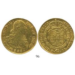 Popayan, Colombia, bust 8 escudos, Charles IV, 1798JF.