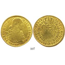 Bogota, Colombia, bust 8 escudos, Ferdinand VII (bust of Charles IV), 1819JF.