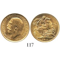 London, England, sovereign, George V, 1911.