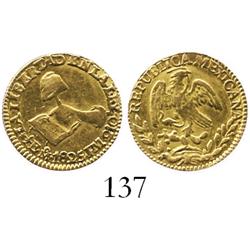 Mexico City, Mexico,1/2 escudo, 1825JM, in promotional folio.