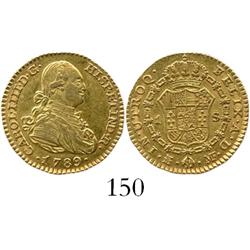 Madrid, Spain, bust 1 escudo, Charles IV, 1789MF.