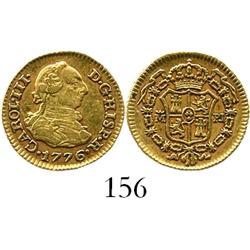 Madrid, Spain, bust 1/2 escudo, Charles III, 1776PJ.