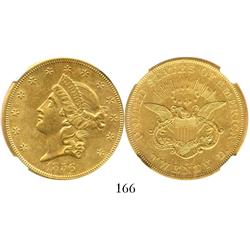 USA (San Francisco mint), coronet $20 double eagle, 1856-S, encapsulated NGC UNC details / sea salva