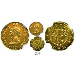 Bogota, Colombia, 1 peso, 1836RS, encapsulated NGC AU-58.