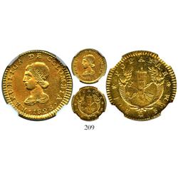 Popayan, Colombia, 1 escudo, 1823FM, encapsulated NGC MS-62.