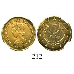 Popayan, Colombia, 1 escudo, 1826FM, encapsulated NGC XF-45.