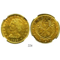 Bogota, Colombia, 8 escudos, 1823JF, encapsulated NGC AU-55.