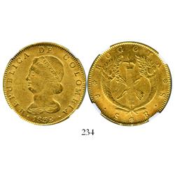 Bogota, Colombia, 8 escudos, 1832RS, encapsulated NGC AU-58.