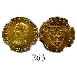 Bogota, Colombia, 1 peso, 1846RS, encapsulated NGC AU-55.